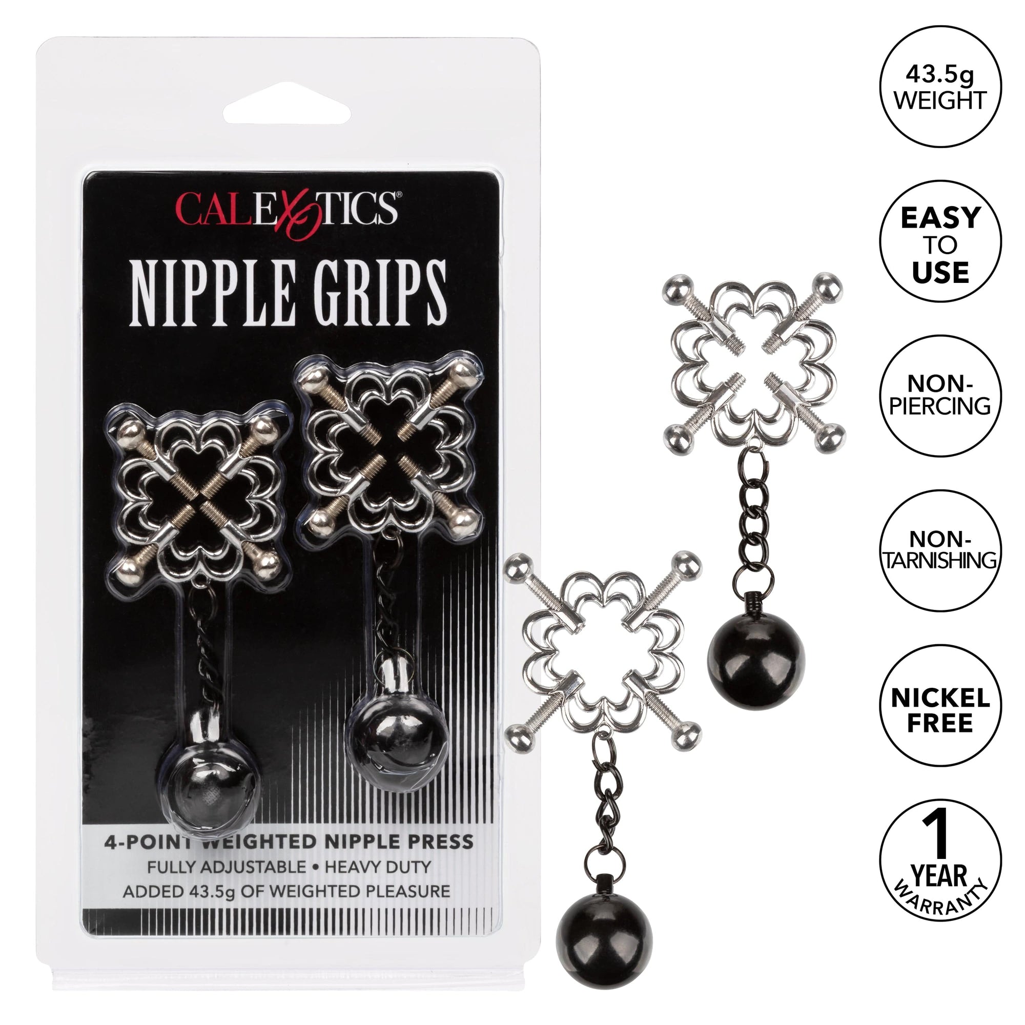 Durio.sg: California Exotics - Nipple Grips 4 Point Weighted Nipple Press Clamps (Silver) Nipple Clamps (Non Vibration) Durio.sg: California Exotics - Nipple Grips 4 Point Weighted Nipple Press Clamps (Silver) Nipple Clamps (Non Vibration)