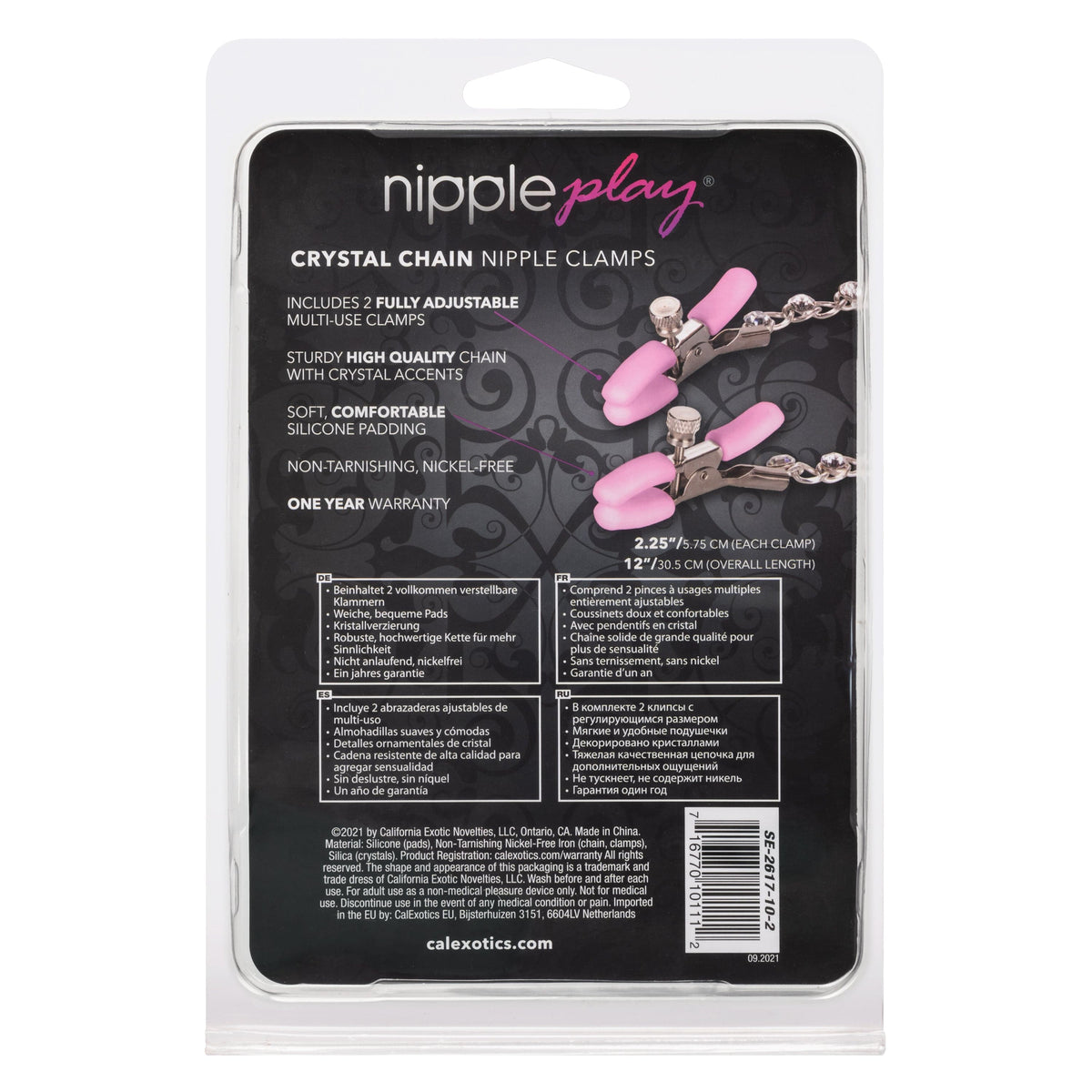 California Exotics - Nipple Play Crystal Chain Nipple Clamps (Pink) -  Panties Massager Remote Control (Vibration) Rechargeable  Durio.sg
