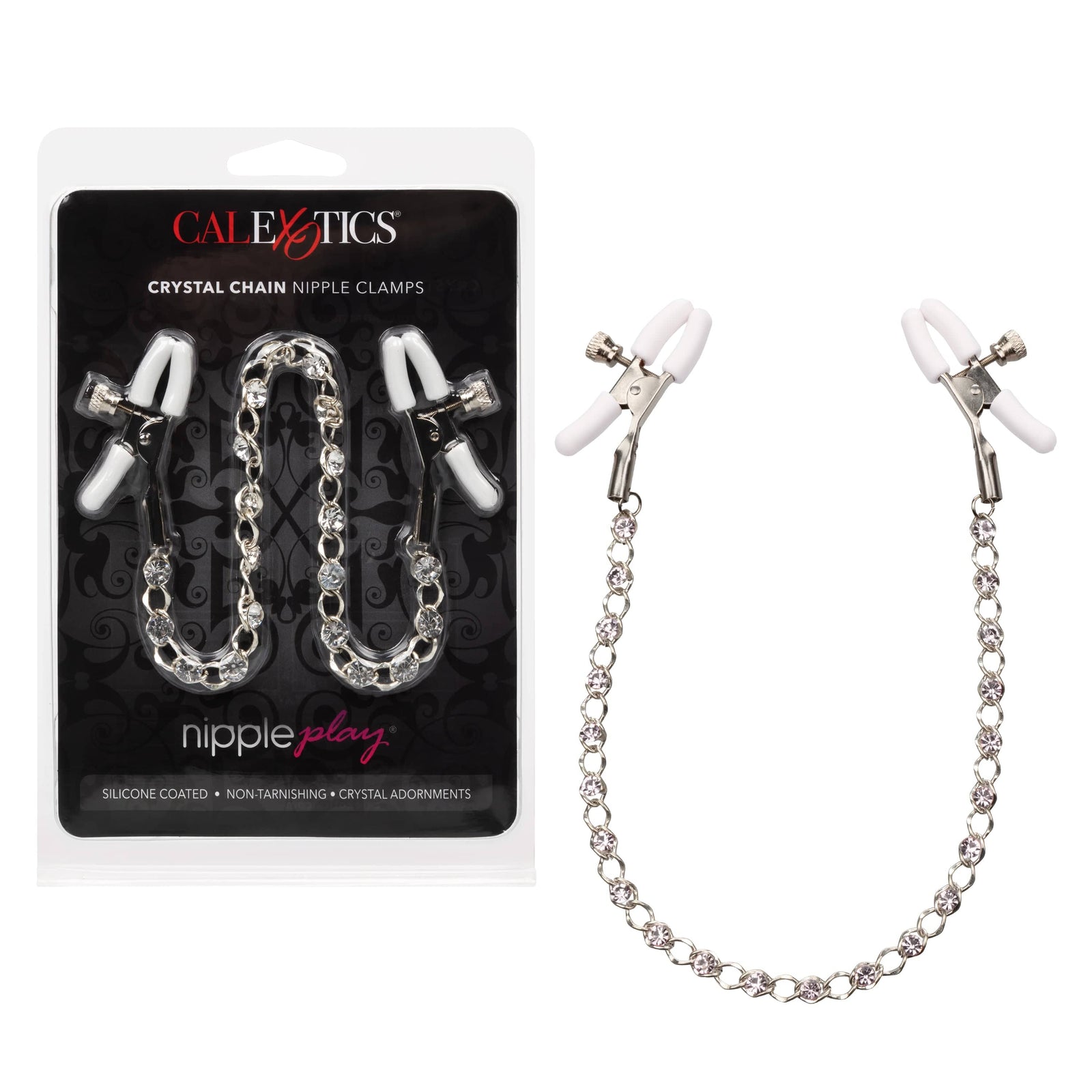 California Exotics - Nipple Play Crystal Chain Nipple Clamps (Silver) -  Nipple Clamps (Non Vibration)  Durio.sg