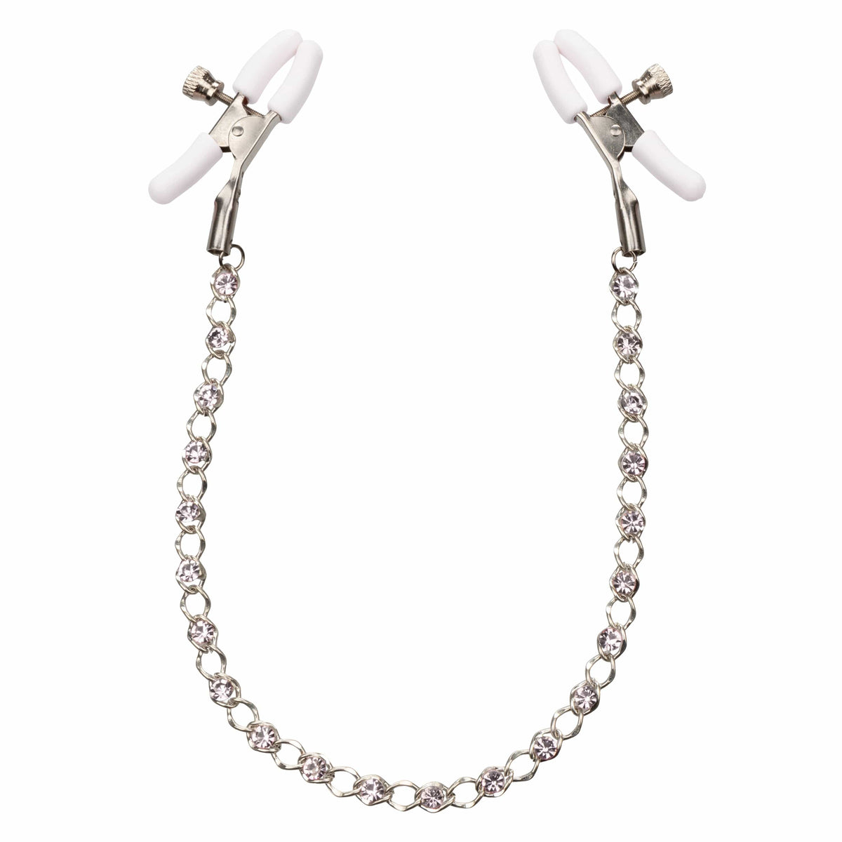 California Exotics - Nipple Play Crystal Chain Nipple Clamps (Silver) -  Nipple Clamps (Non Vibration)  Durio.sg