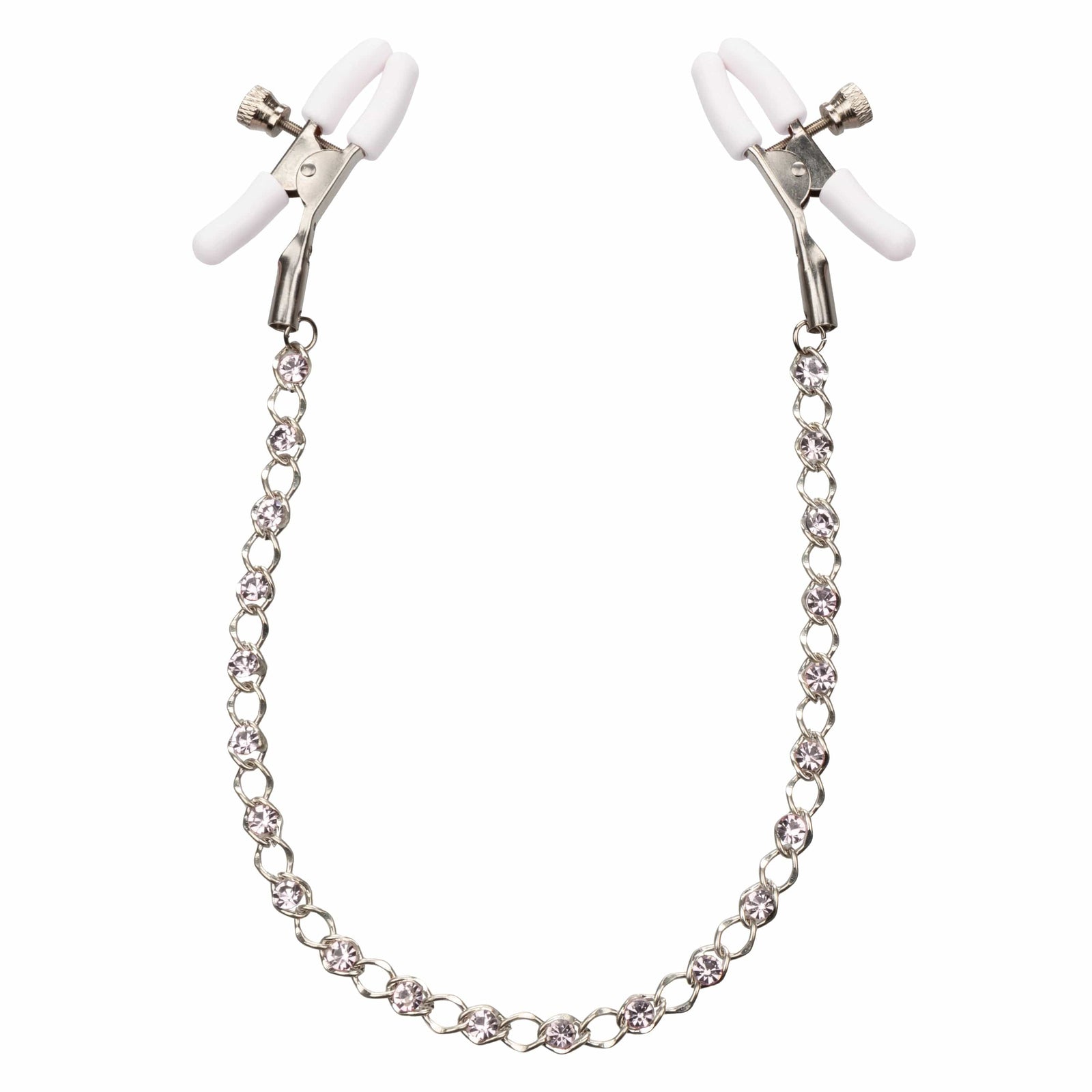 California Exotics - Nipple Play Crystal Chain Nipple Clamps (Silver) -  Nipple Clamps (Non Vibration)  Durio.sg