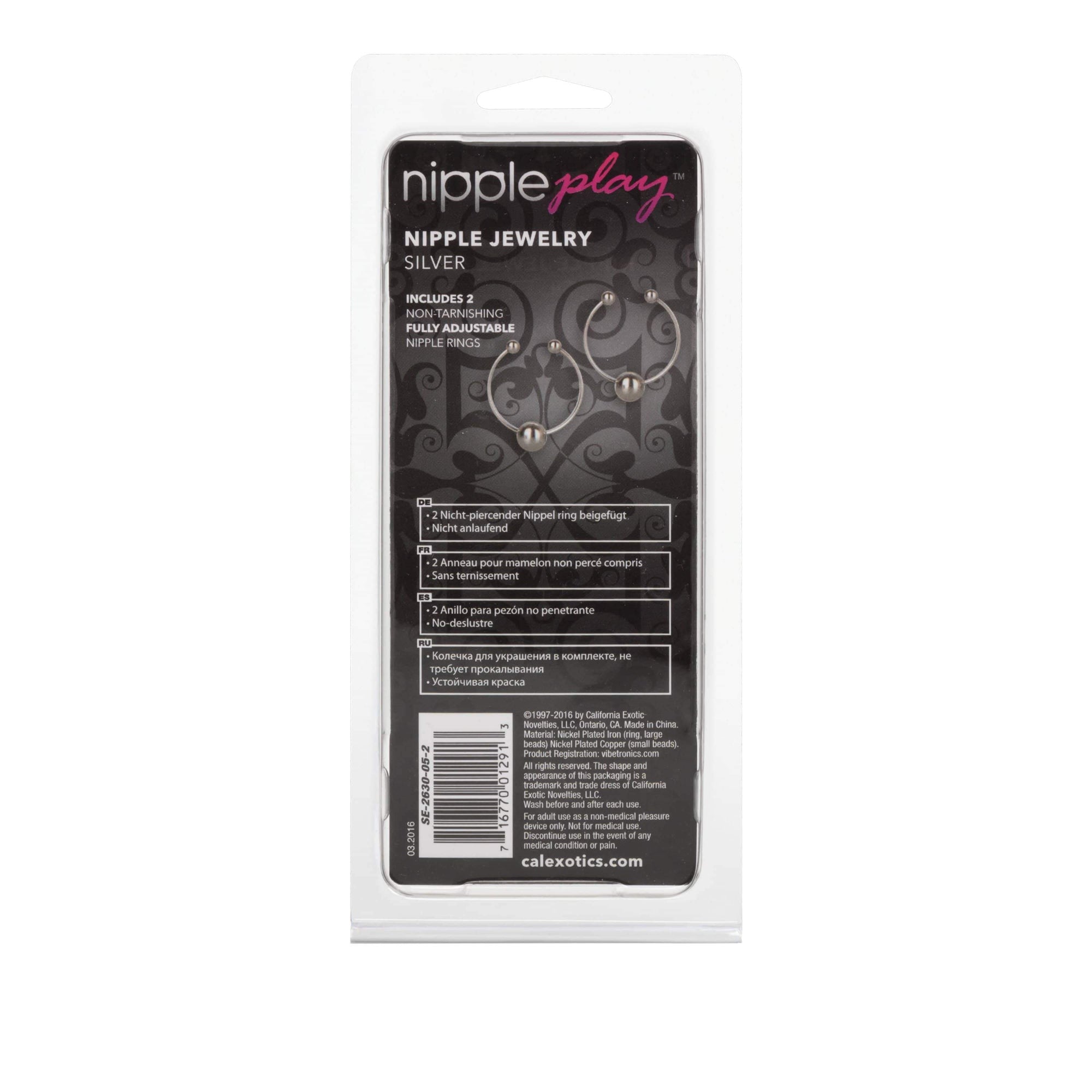 California Exotics - Nipple Play Nipple Jewelry Ring (Silver) -  Nipple Clamps (Non Vibration)  Durio.sg