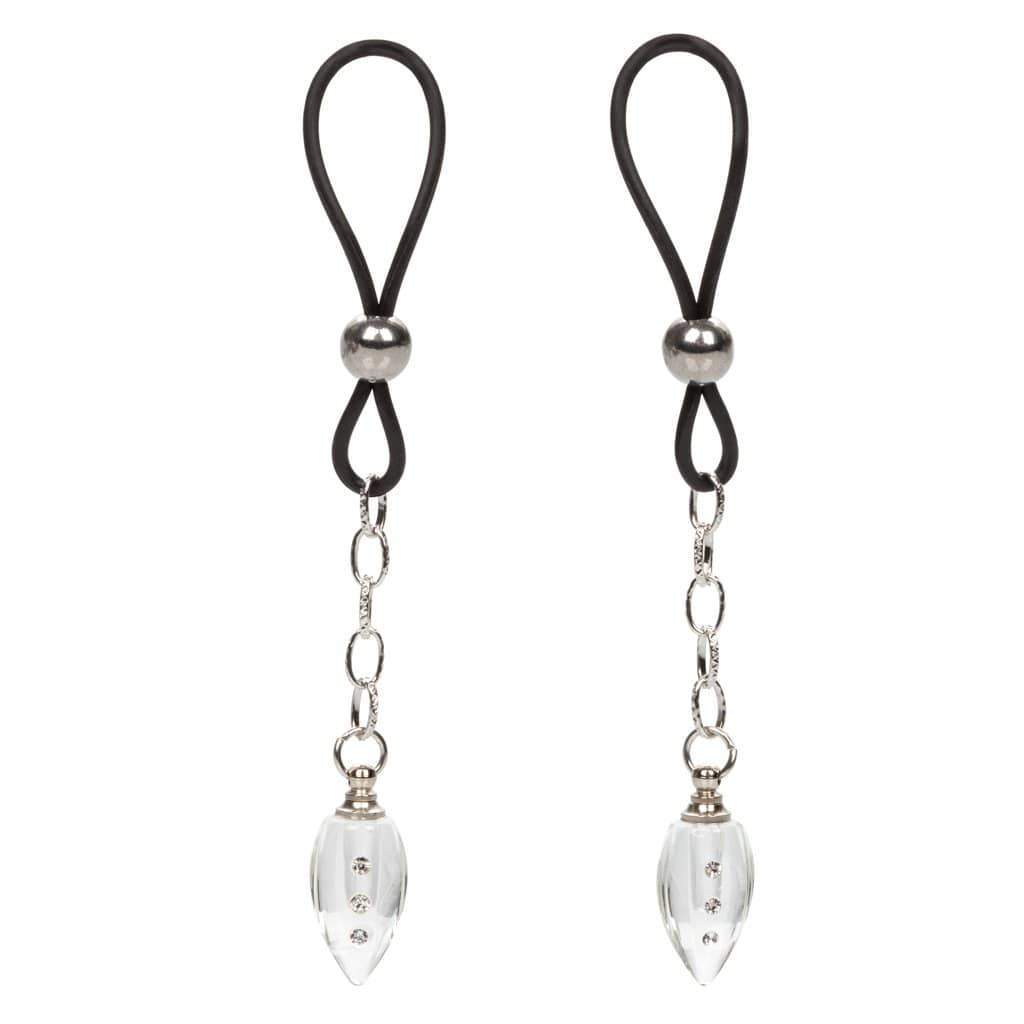 California Exotics - Nipple Play Non Piercing Nipple Jewelry Crystal Teardrop (Black) -  Nipple Clamps (Non Vibration)  Durio.sg