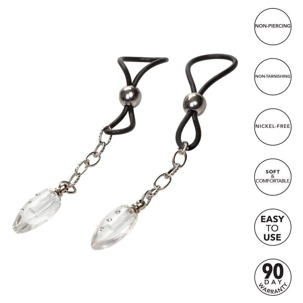 California Exotics - Nipple Play Non Piercing Nipple Jewelry Crystal Teardrop (Black) -  Nipple Clamps (Non Vibration)  Durio.sg