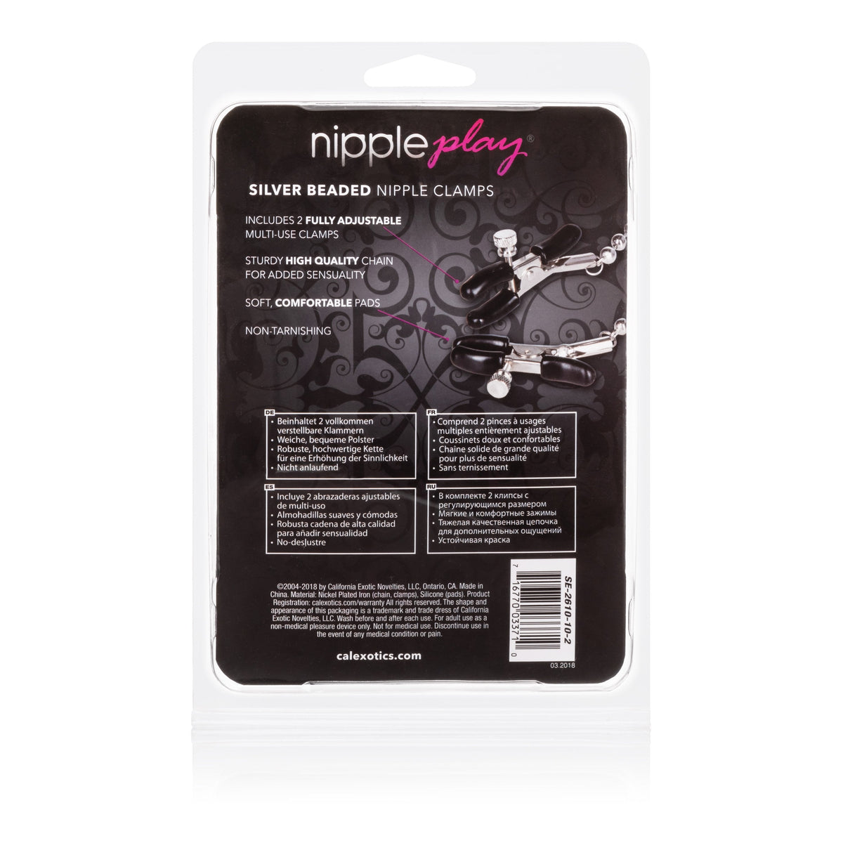 California Exotics - Nipple Play Silver Beaded Nipple Clamps (Silver) -  Nipple Clamps (Non Vibration)  Durio.sg