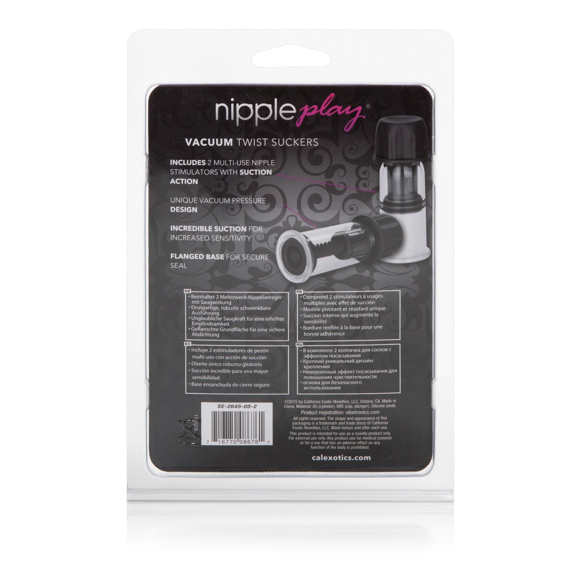California Exotics - Nipple Play Vacuum Twist Suckers (Black) -  Nipple Clamps (Non Vibration)  Durio.sg