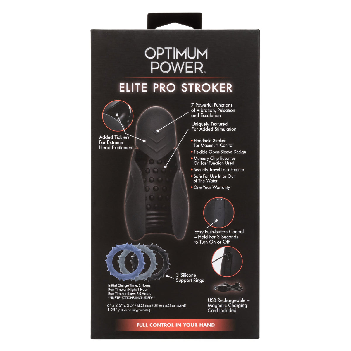 California Exotics - Optimum Power Elite Pro Stroker Masturbator (Black) -  Masturbator Soft Stroker (Vibration) Rechargeable  Durio.sg