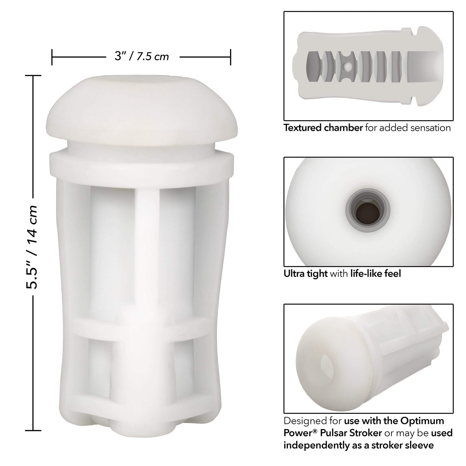 California Exotics - Optimum Power Pulsar Stroker Replacement Sleeve (White) -  Accessories  Durio.sg