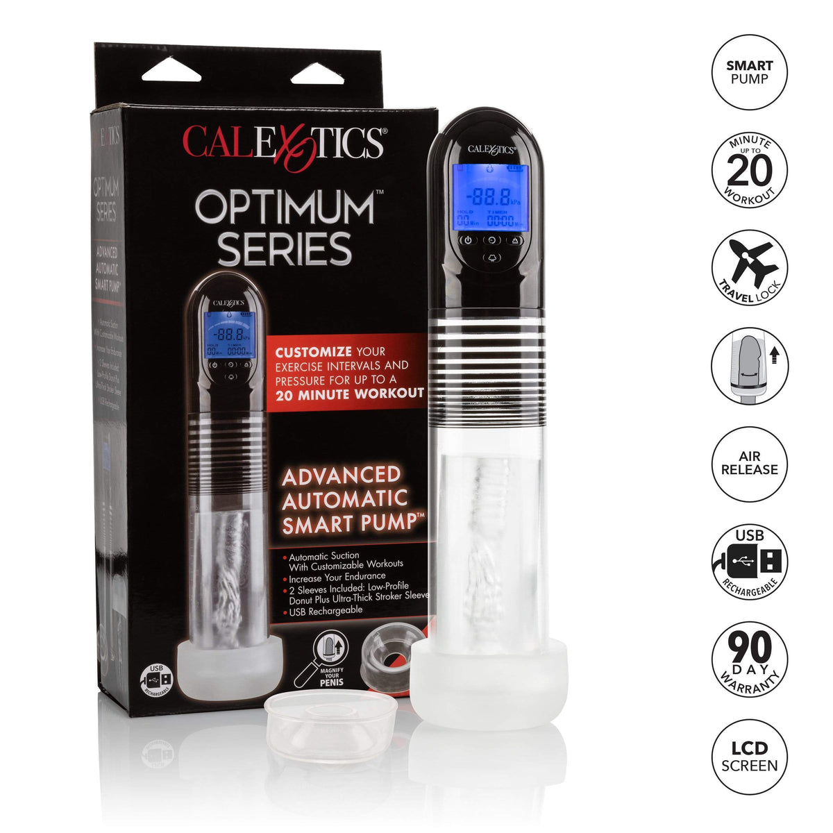 California Exotics - Optimum Series Advanced Automatic Smart Penis Pump (Clear) -  Penis Pump (Vibration) Rechargeable  Durio.sg
