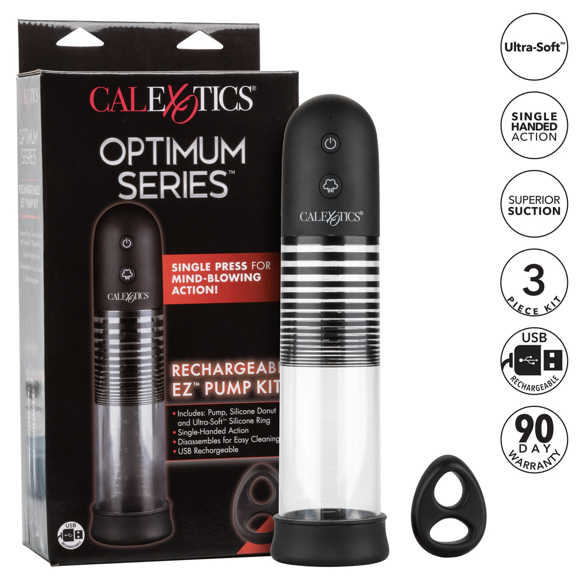 California Exotics - Optimum Series Rechargeable EZ Penis Pump Kit (Clear) -  Penis Pump (Vibration) Rechargeable  Durio.sg
