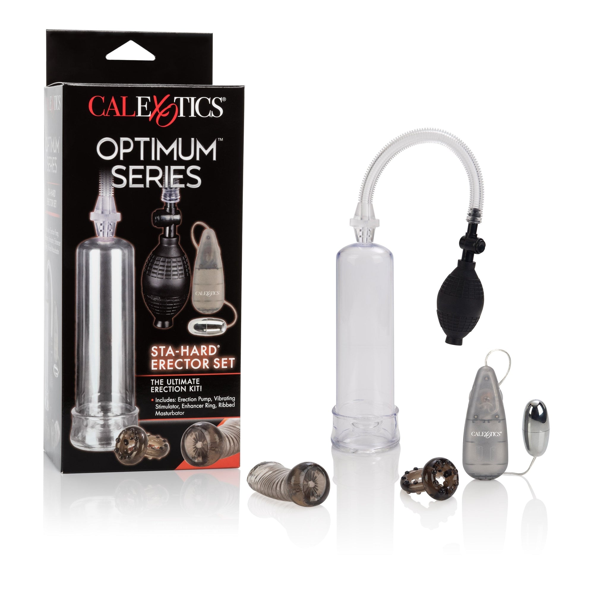 California Exotics - Optimum Series Sta-Hard Erector Set (Clear) -  Penis Pump (Vibration) Non Rechargeable  Durio.sg