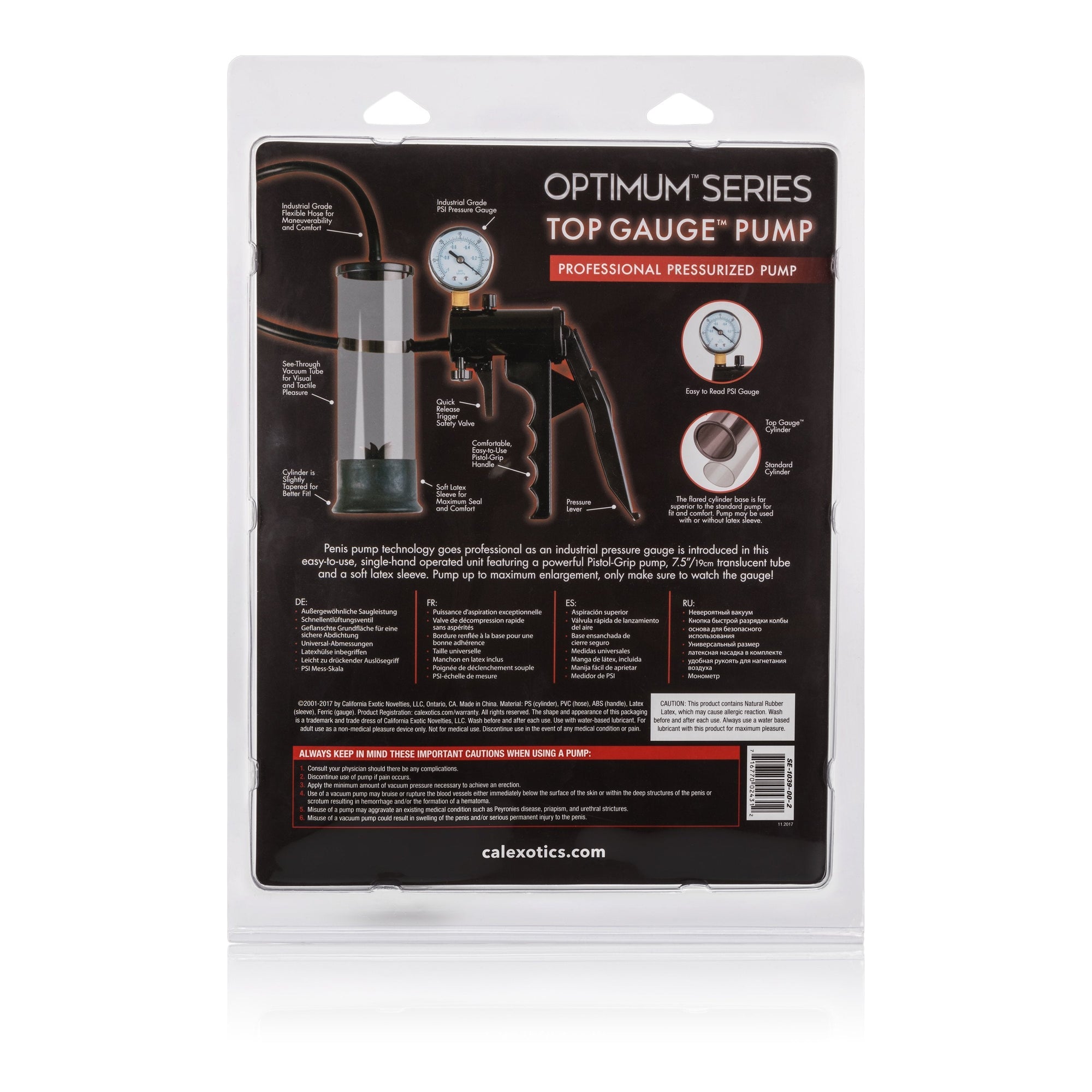 California Exotics - Optimum Series Top Gauge Professional Pressurized Penis Pump (Black) -  Penis Pump (Non Vibration)  Durio.sg