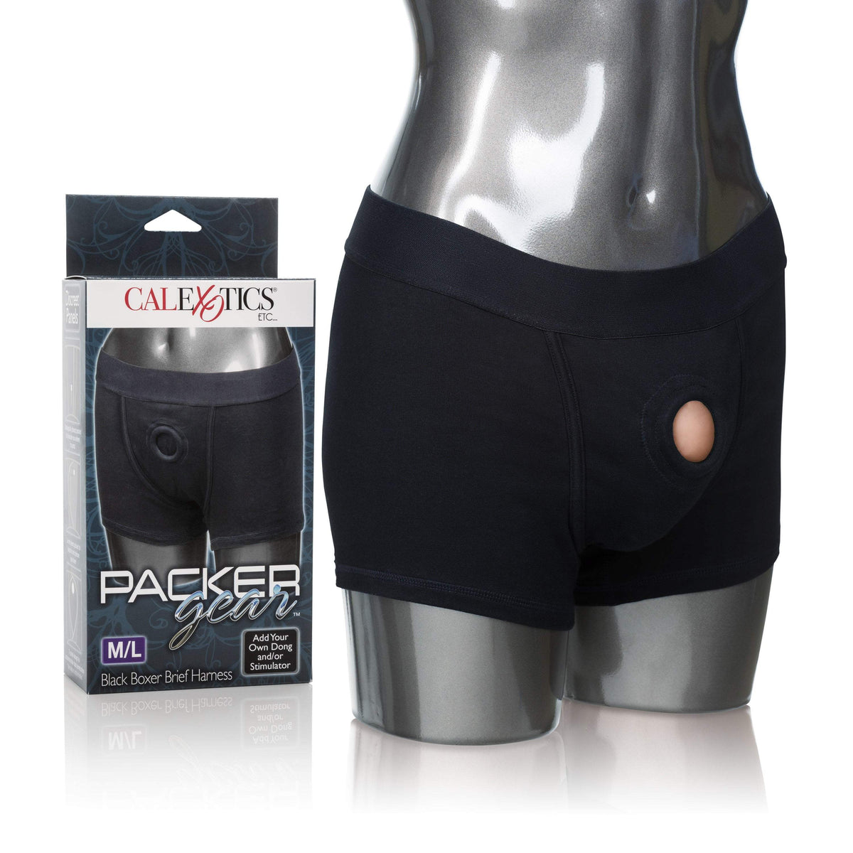 California Exotics - Packer Gear Black Boxer Brief Harness M/L (Black) -  Strap On w/o Dildo  Durio.sg