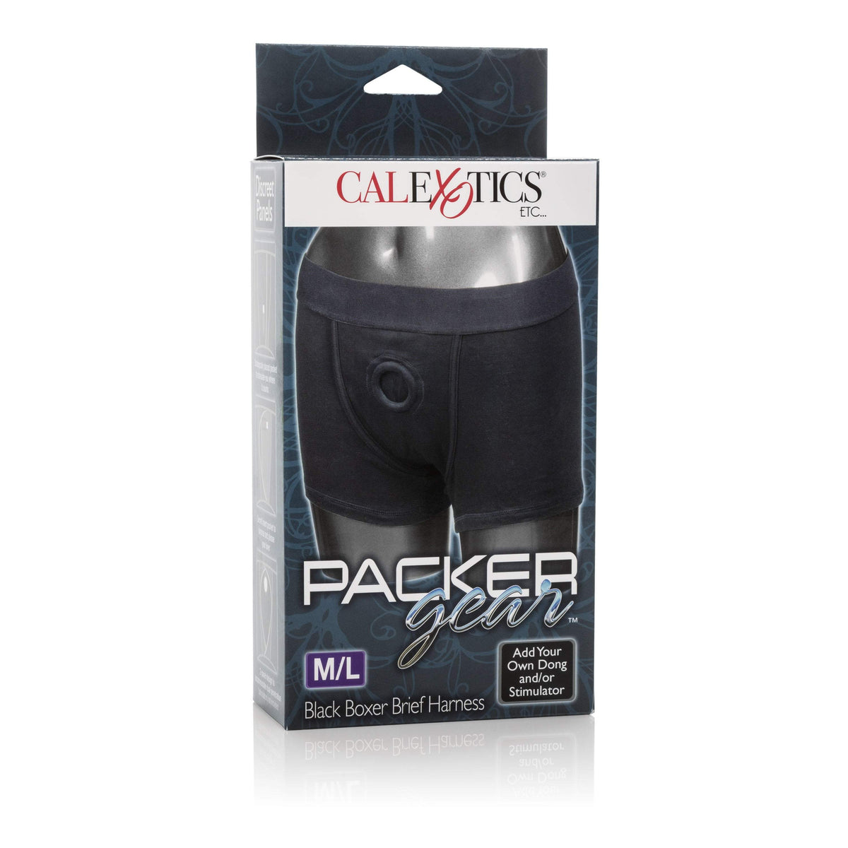 California Exotics - Packer Gear Black Boxer Brief Harness M/L (Black) -  Strap On w/o Dildo  Durio.sg