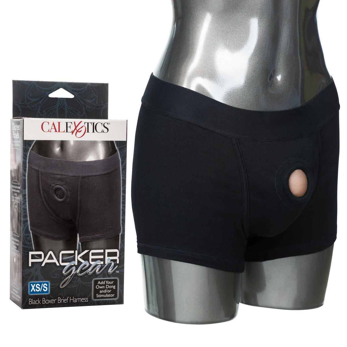 California Exotics - Packer Gear Boxer Brief Strap On Harness XS/S (Black) -  Strap On w/o Dildo  Durio.sg