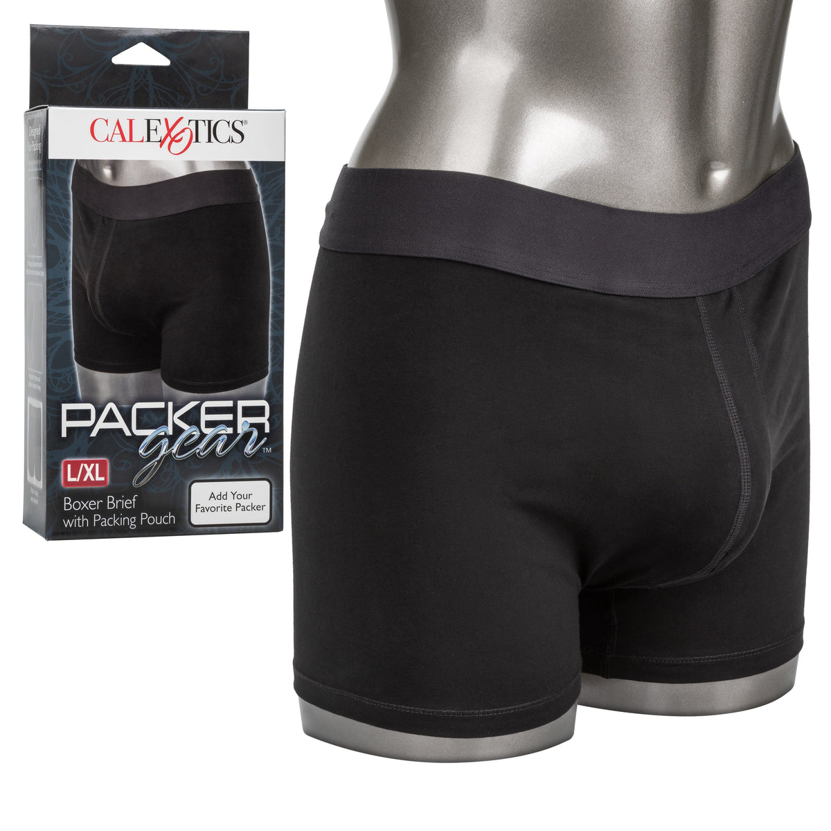 California Exotics - Packer Gear Boxer Brief Strap On Harness with Packing Pouch L/XL (Black) -  Strap On w/o Dildo  Durio.sg