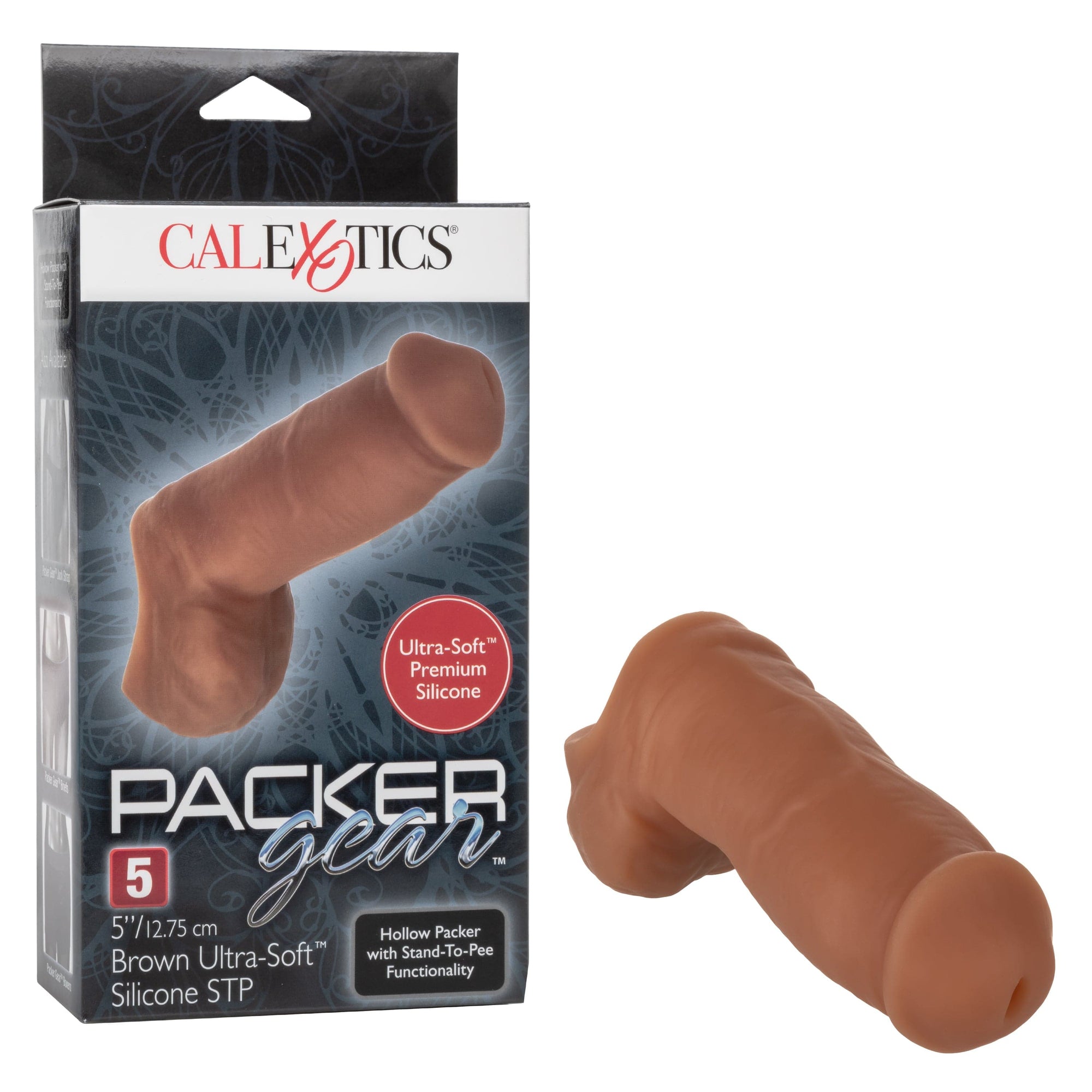 California Exotics - Packer Gear Ultra Soft Silicone STP Hollow Dildo 5" (Brown) -  Cock Sleeves (Non Vibration)  Durio.sg