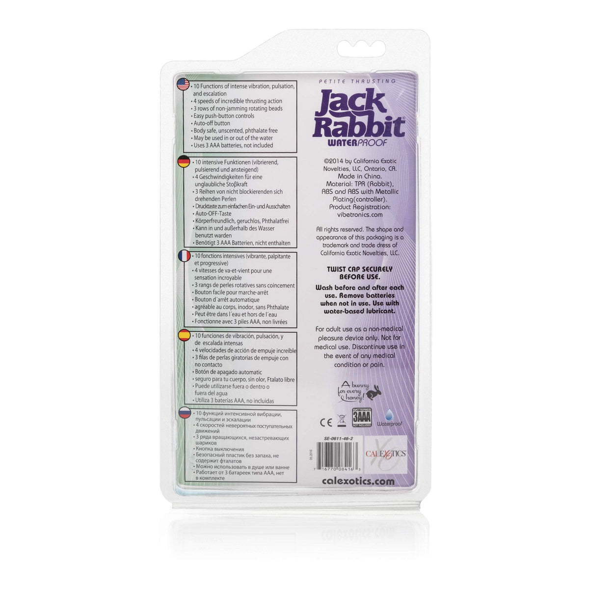 California Exotics - Petite Thrusting Jack Rabbit Intermediate Vibrator (Purple) -  Rabbit Dildo (Vibration) Non Rechargeable  Durio.sg