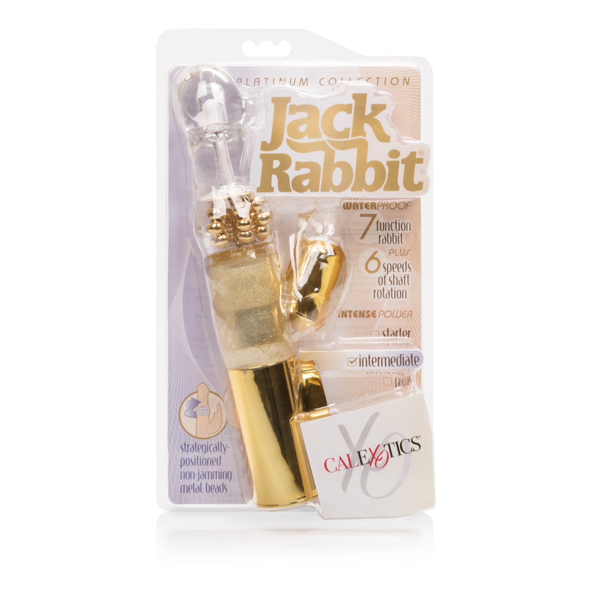 California Exotics - Platinum Collection Jack Rabbit Vibrator Intermediate (Gold) -  Rabbit Dildo (Vibration) Non Rechargeable  Durio.sg