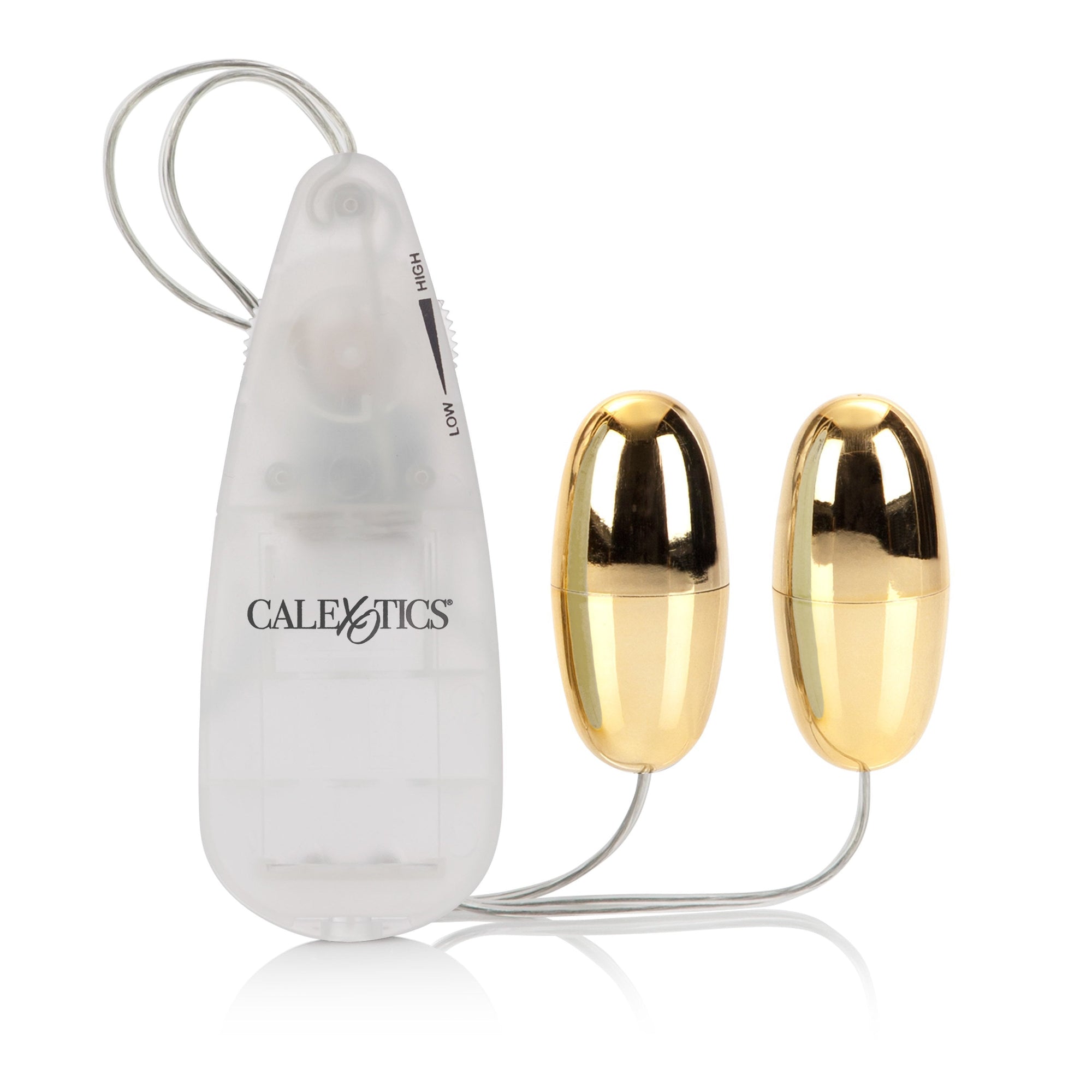 California Exotics - Pocket Exotics Wired Remote Vibrating Double Gold Bullets (Gold) -  Wired Remote Control Egg (Vibration) Non Rechargeable  Durio.sg