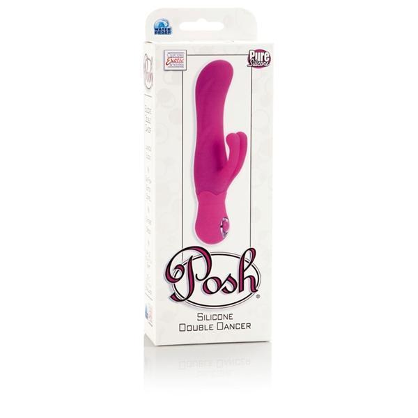 California Exotics - Posh Silicone Double Dancer Rabbit Vibrator (Pink) -  Rabbit Dildo (Vibration) Non Rechargeable  Durio.sg