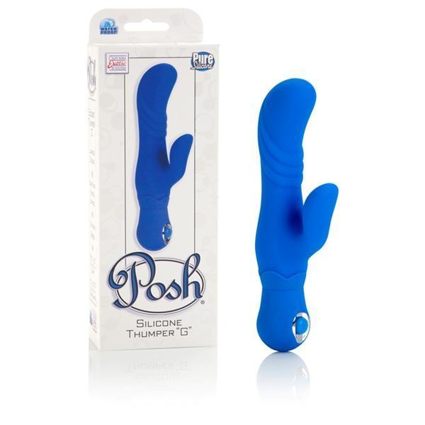 California Exotics - Posh Silicone Thumper G Rabbit Vibrator (Blue) -  Rabbit Dildo (Vibration) Non Rechargeable  Durio.sg