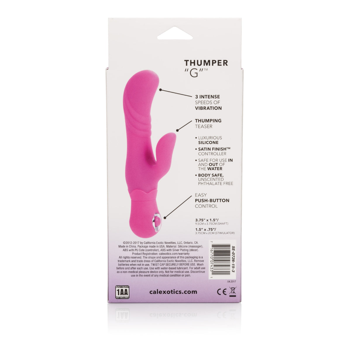 California Exotics - Posh Silicone Thumper G Rabbit Vibrator (Pink) -  Rabbit Dildo (Vibration) Non Rechargeable  Durio.sg