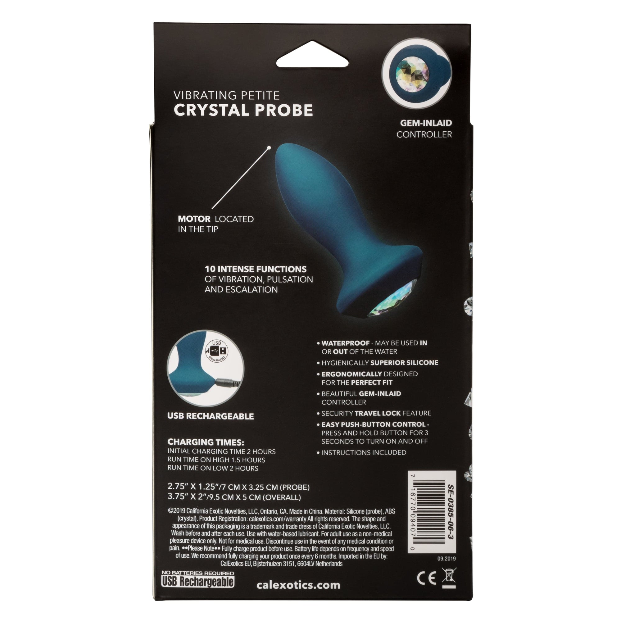 California Exotics - Power Gem Vibrating Petite Crystal Probe Anal Plug (Blue) -  Anal Plug (Vibration) Rechargeable  Durio.sg