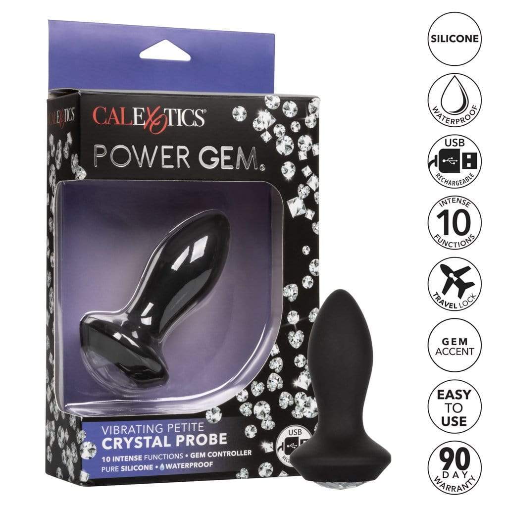 California Exotics - Power Gem Vibrating Petite Crystal Prostate Massager (Black) -  Prostate Massager (Vibration) Rechargeable  Durio.sg