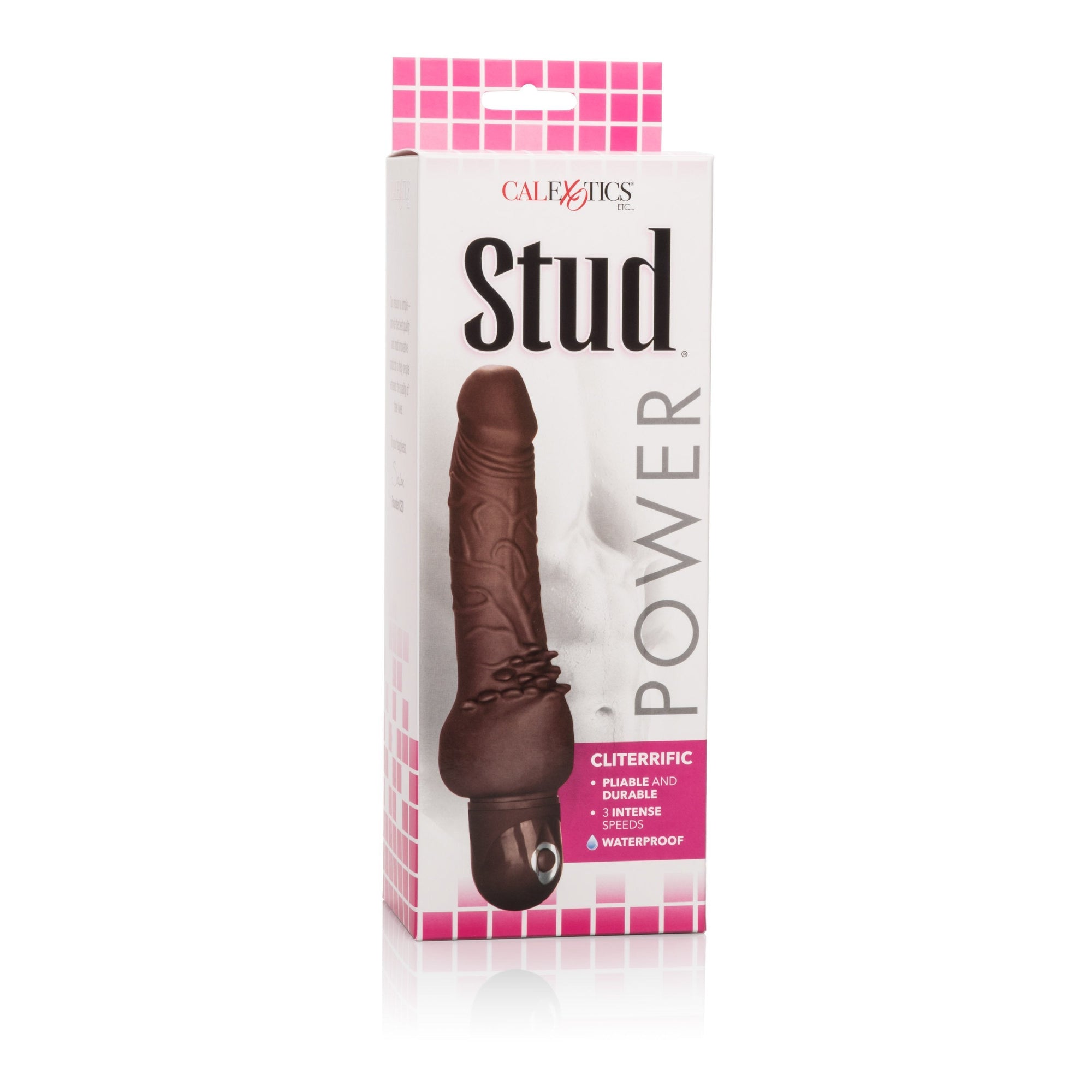 California Exotics - Power Stud Cliterrific Vibrator (Brown) -  Realistic Dildo w/o suction cup (Vibration) Non Rechargeable  Durio.sg