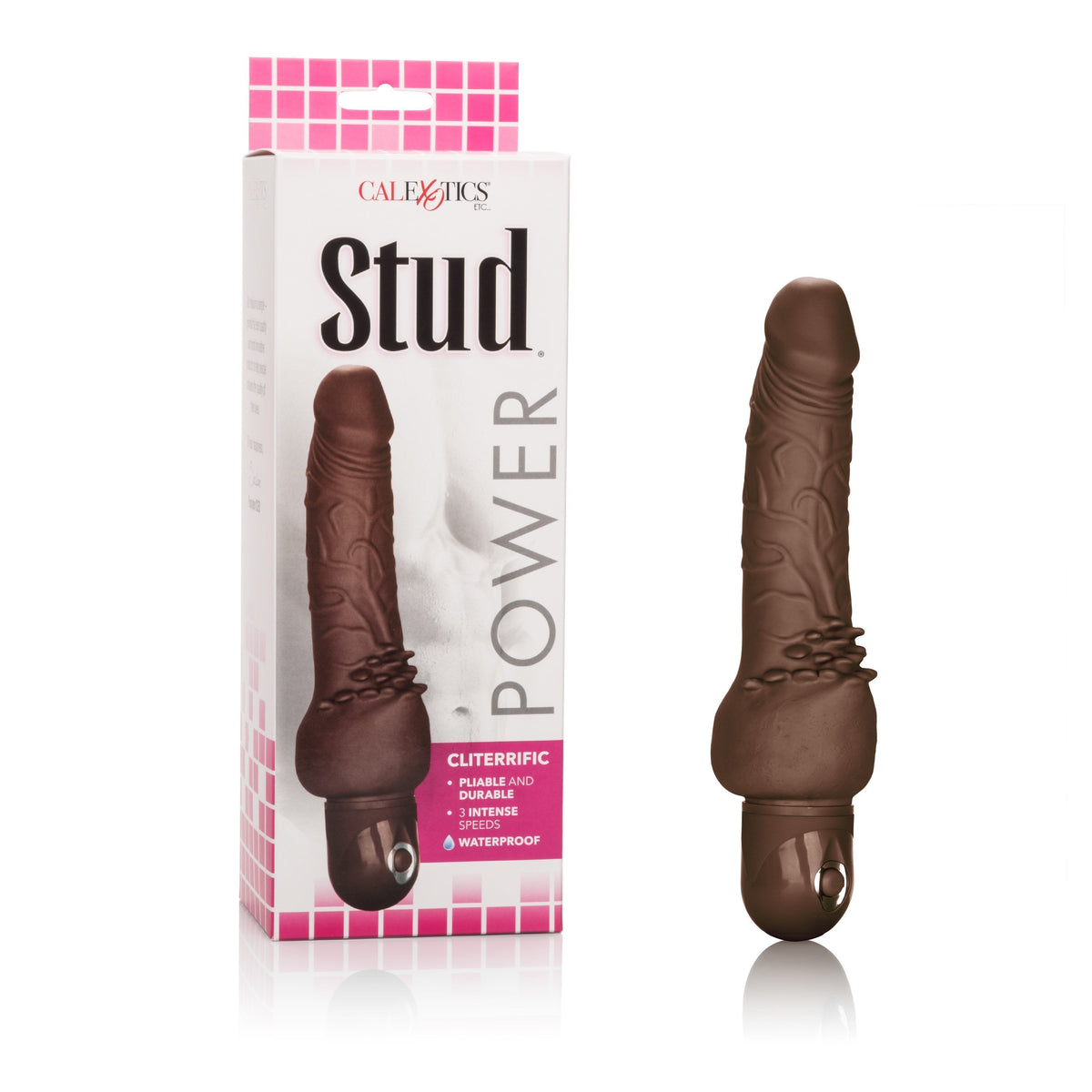 California Exotics - Power Stud Cliterrific Vibrator (Brown) -  Realistic Dildo w/o suction cup (Vibration) Non Rechargeable  Durio.sg