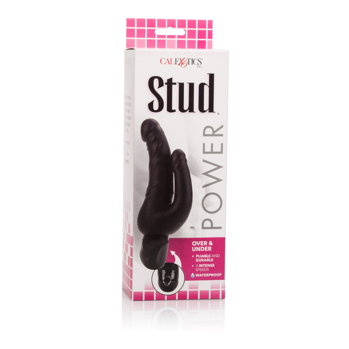 California Exotics - Power Stud Waterproof Over & Under Double Dildo Vibrator (Black) -  Double Dildo (Vibration) Non Rechargeable  Durio.sg