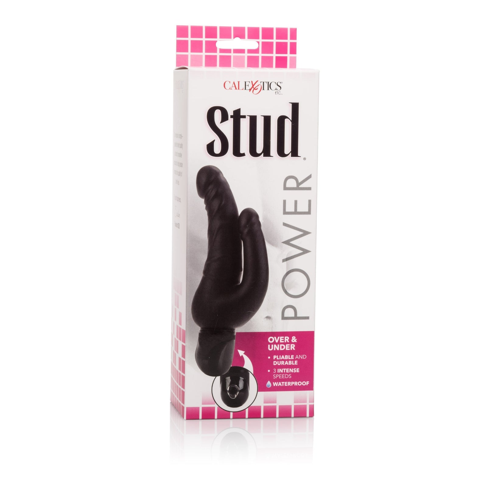 California Exotics - Power Stud Waterproof Over & Under Double Dildo Vibrator (Black) -  Double Dildo (Vibration) Non Rechargeable  Durio.sg