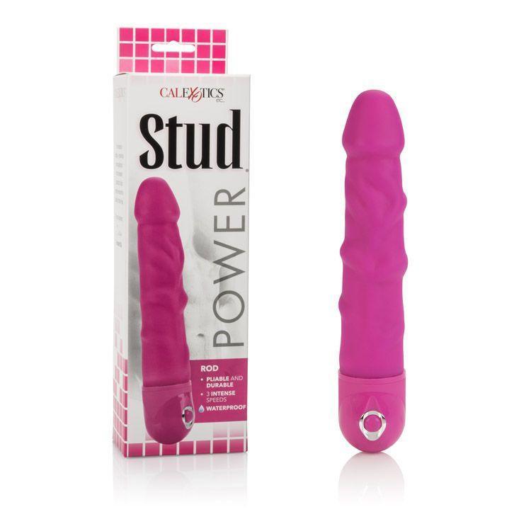 California Exotics - Power Stud Waterproof Stud Rod Dong (Pink) -  Realistic Dildo w/o suction cup (Vibration) Non Rechargeable  Durio.sg