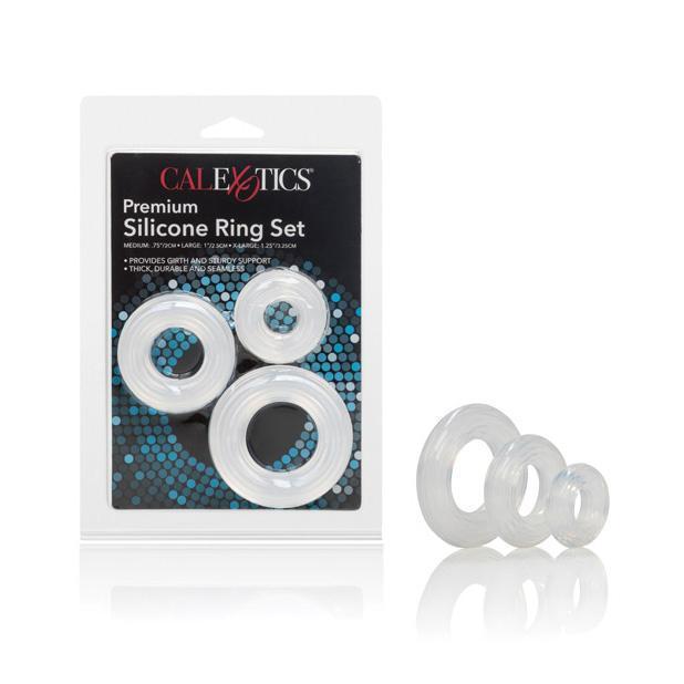 California Exotics - Premium Silicone Ring Set Pack of 3 (Clear) -  Silicone Cock Ring (Non Vibration)  Durio.sg