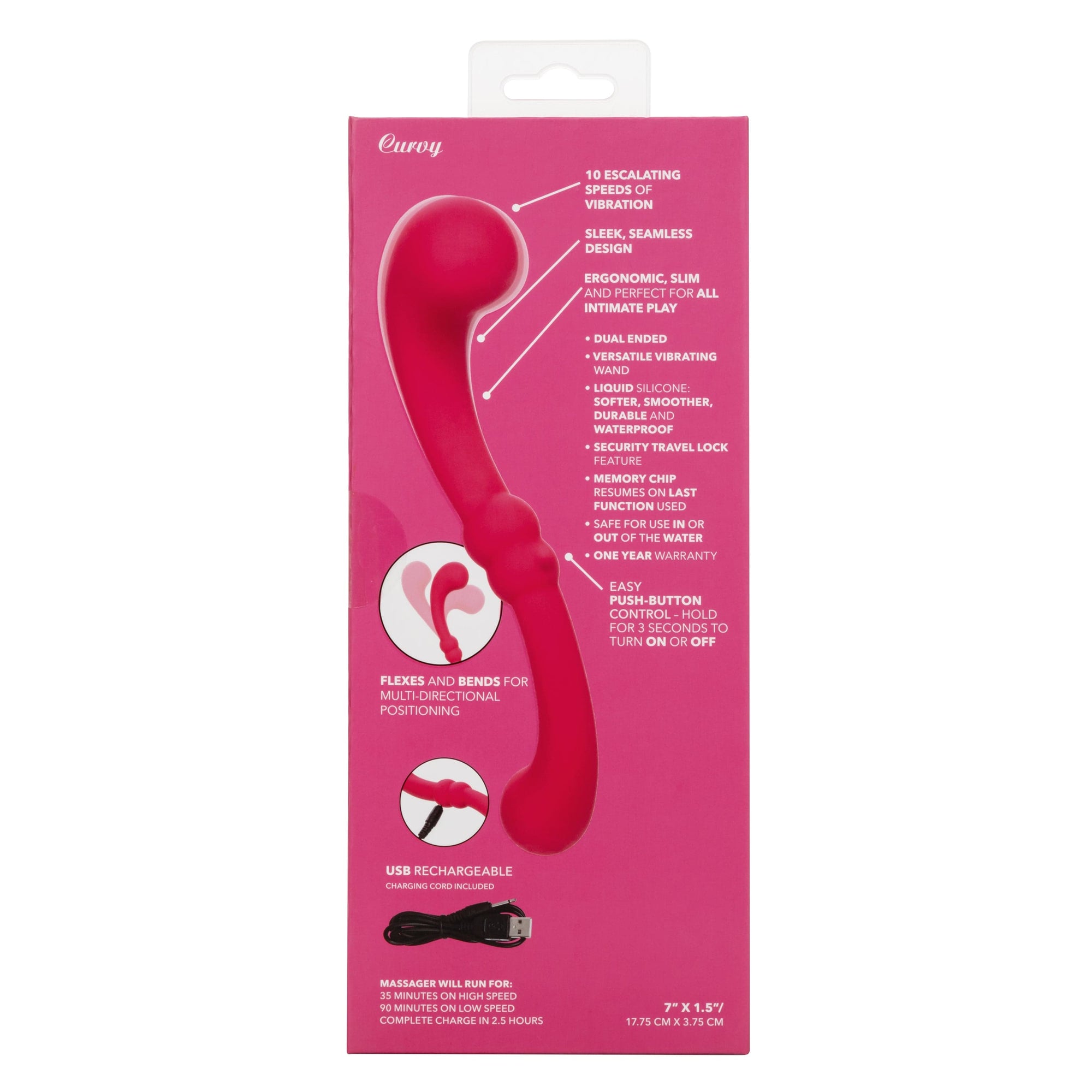 California Exotics - Pretty Little Wands Curvy Flexible G Spot Vibrator (Pink) -  G Spot Dildo (Vibration) Rechargeable  Durio.sg