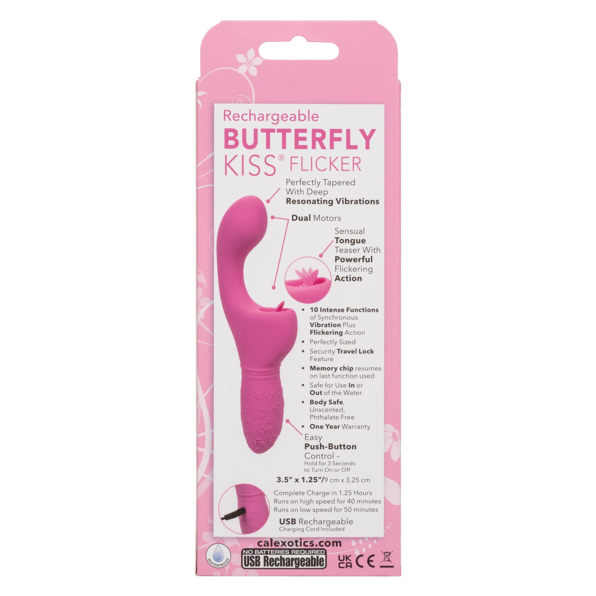 California Exotics - Rechargeable Butterfly Kiss Flicker G Spot Vibrator (Pink) -  G Spot Dildo (Vibration) Rechargeable  Durio.sg