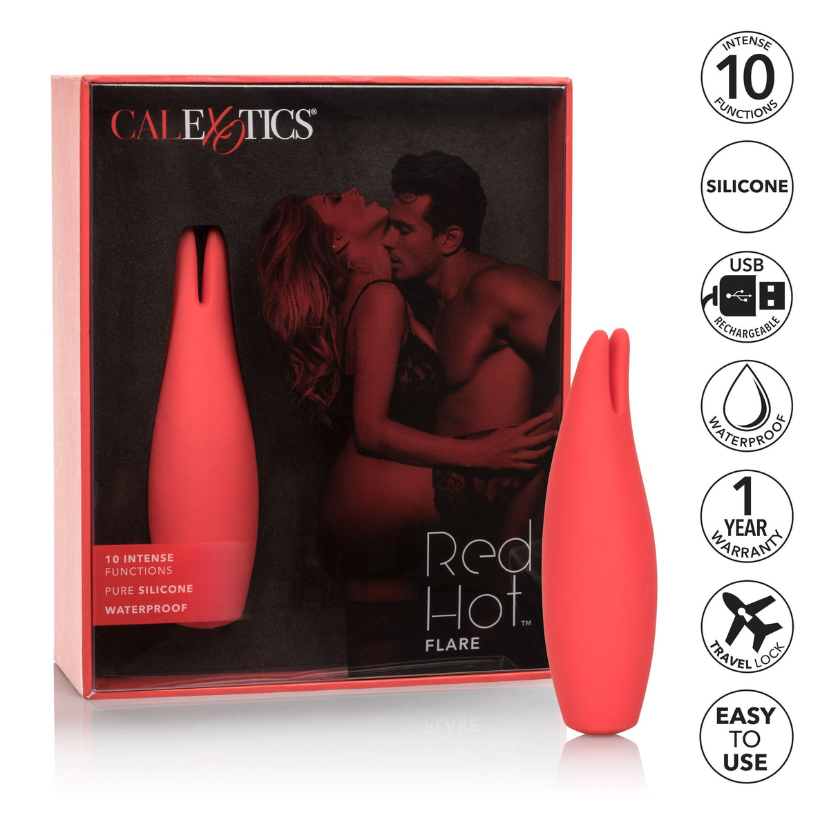 California Exotics - Red Hot Flare Rechargeable Clit Massager (Red) -  Clit Massager (Vibration) Rechargeable  Durio.sg