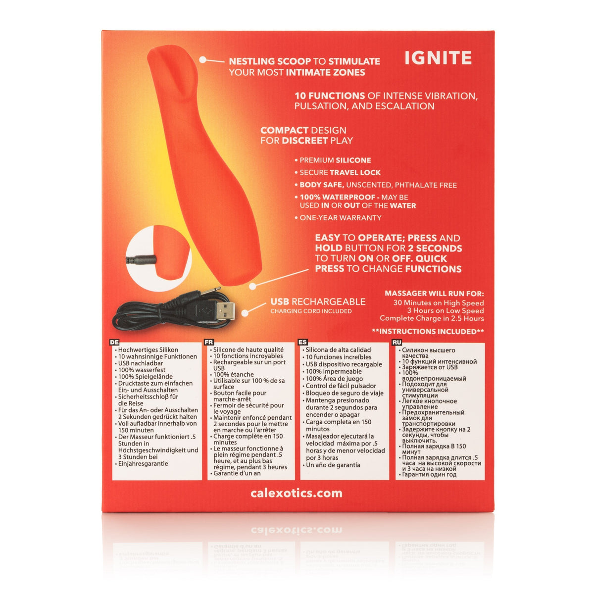 California Exotics - Red Hot Ignite Rechargeable G Spot Vibrator (Red) -  G Spot Dildo (Vibration) Rechargeable  Durio.sg