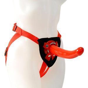 California Exotics - Red Rider Adjustable Strap On 7" -  Strap On with Non hollow Dildo for Female (Non Vibration)  Durio.sg