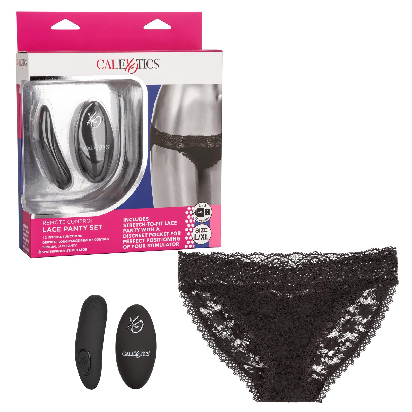 California Exotics - Remote Control Vibrating Lace Panty Set L/XL (Black) -  Panties Massager Remote Control (Vibration) Rechargeable  Durio.sg