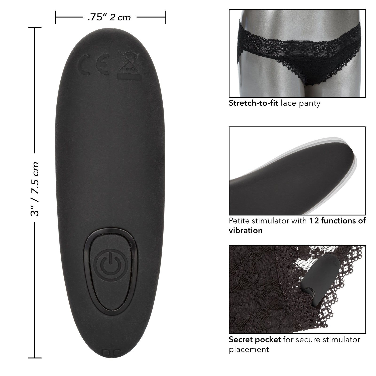 California Exotics - Remote Control Vibrating Lace Panty Set L/XL (Black) -  Panties Massager Remote Control (Vibration) Rechargeable  Durio.sg