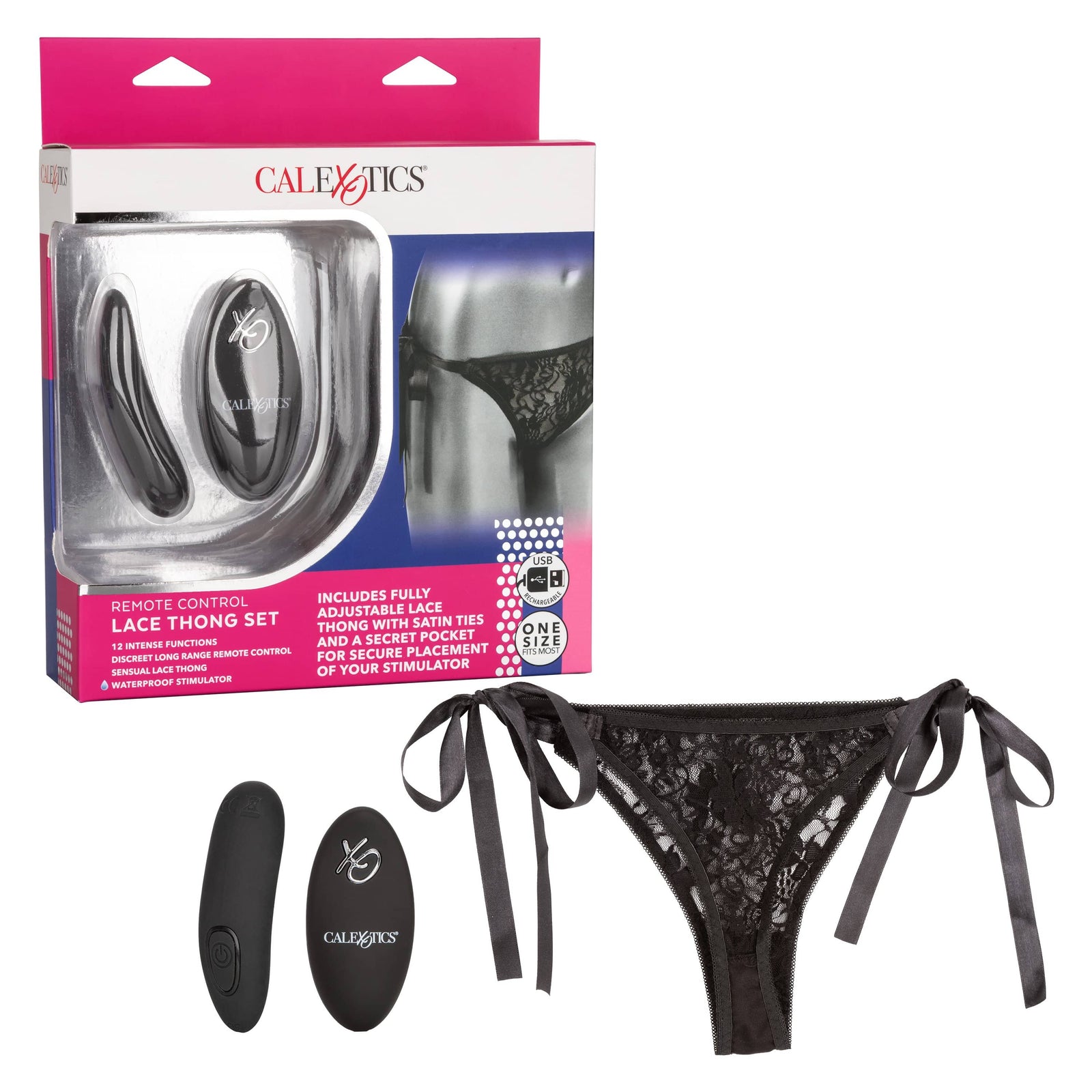California Exotics - Remote Control Vibrating Lace Thong Set (Black) -  Panties Massager Remote Control (Vibration) Rechargeable  Durio.sg