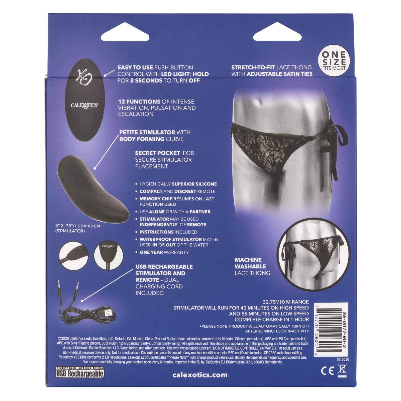 California Exotics - Remote Control Vibrating Lace Thong Set (Black) -  Panties Massager Remote Control (Vibration) Rechargeable  Durio.sg