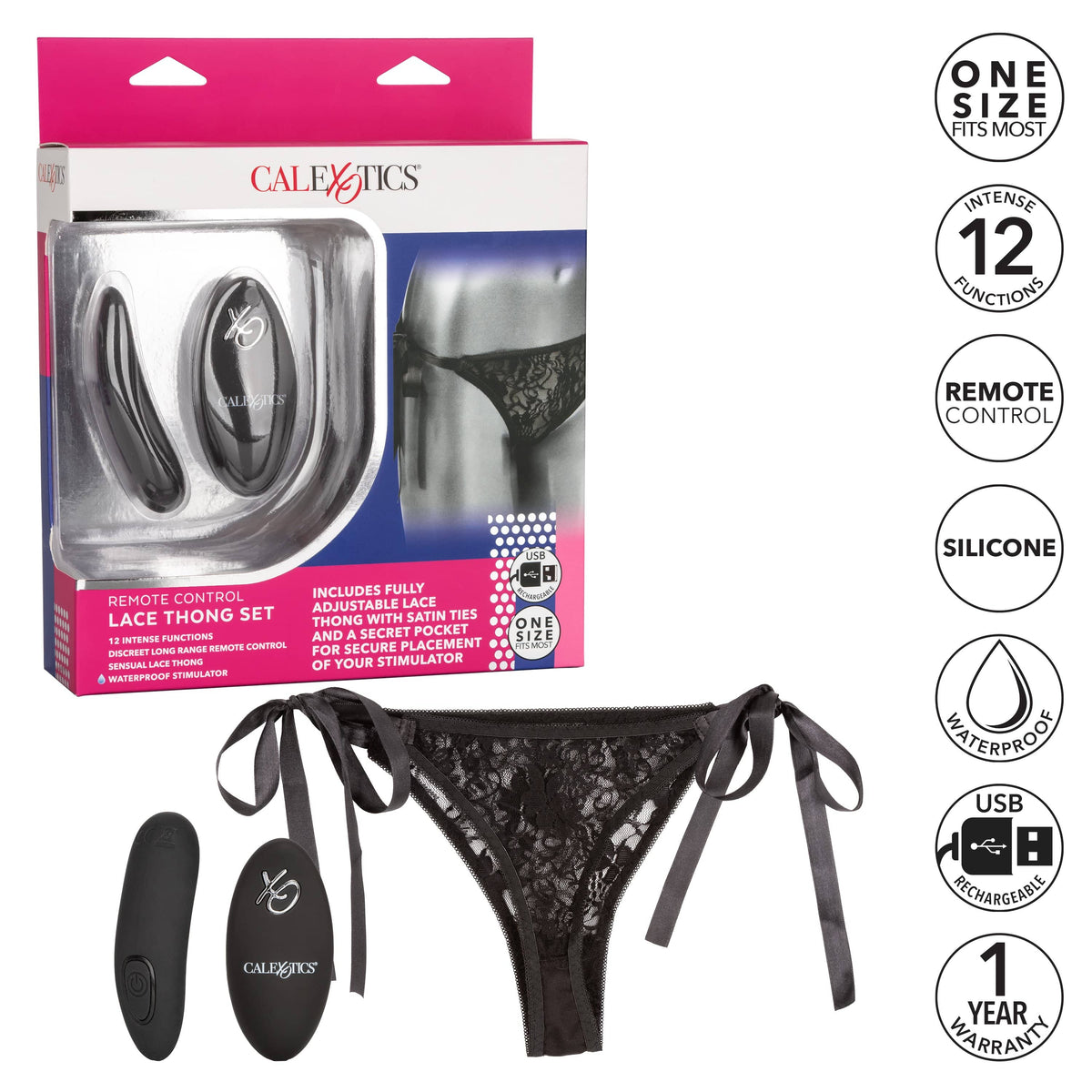 California Exotics - Remote Control Vibrating Lace Thong Set (Black) -  Panties Massager Remote Control (Vibration) Rechargeable  Durio.sg