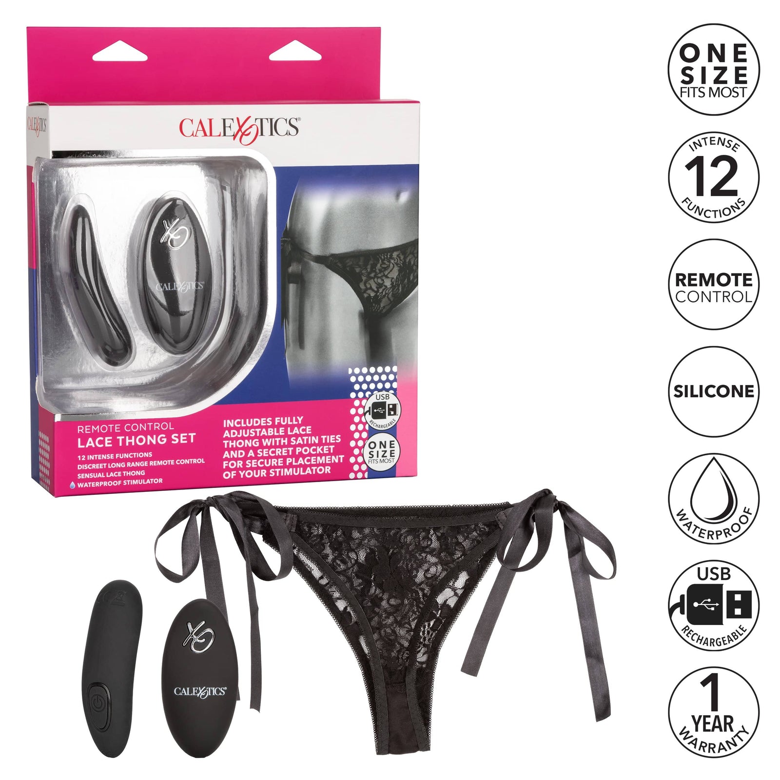 California Exotics - Remote Control Vibrating Lace Thong Set (Black) -  Panties Massager Remote Control (Vibration) Rechargeable  Durio.sg