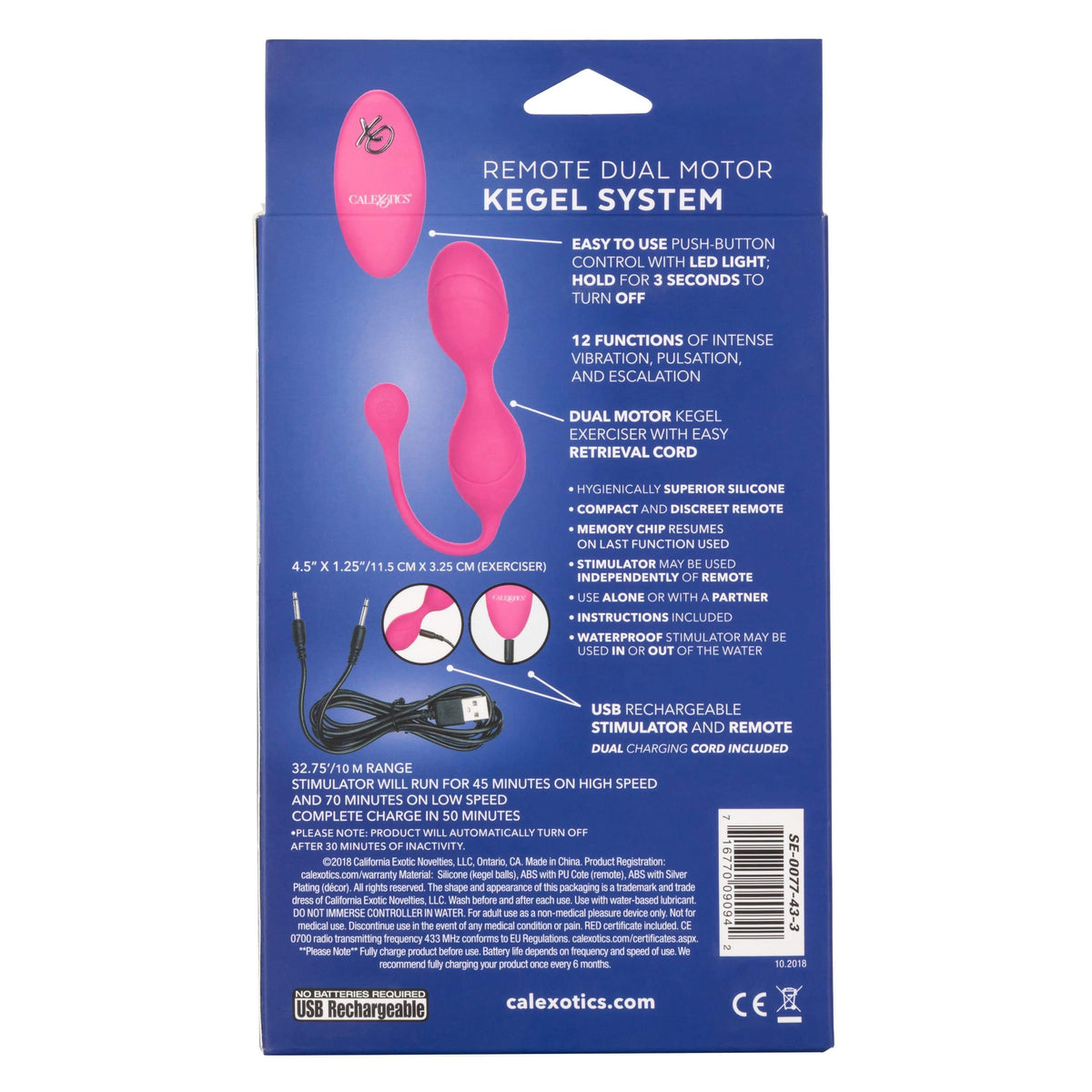 California Exotics - Remote Dual Motor Kegel System (Pink) -  Kegel Balls (Vibration) Rechargeable  Durio.sg