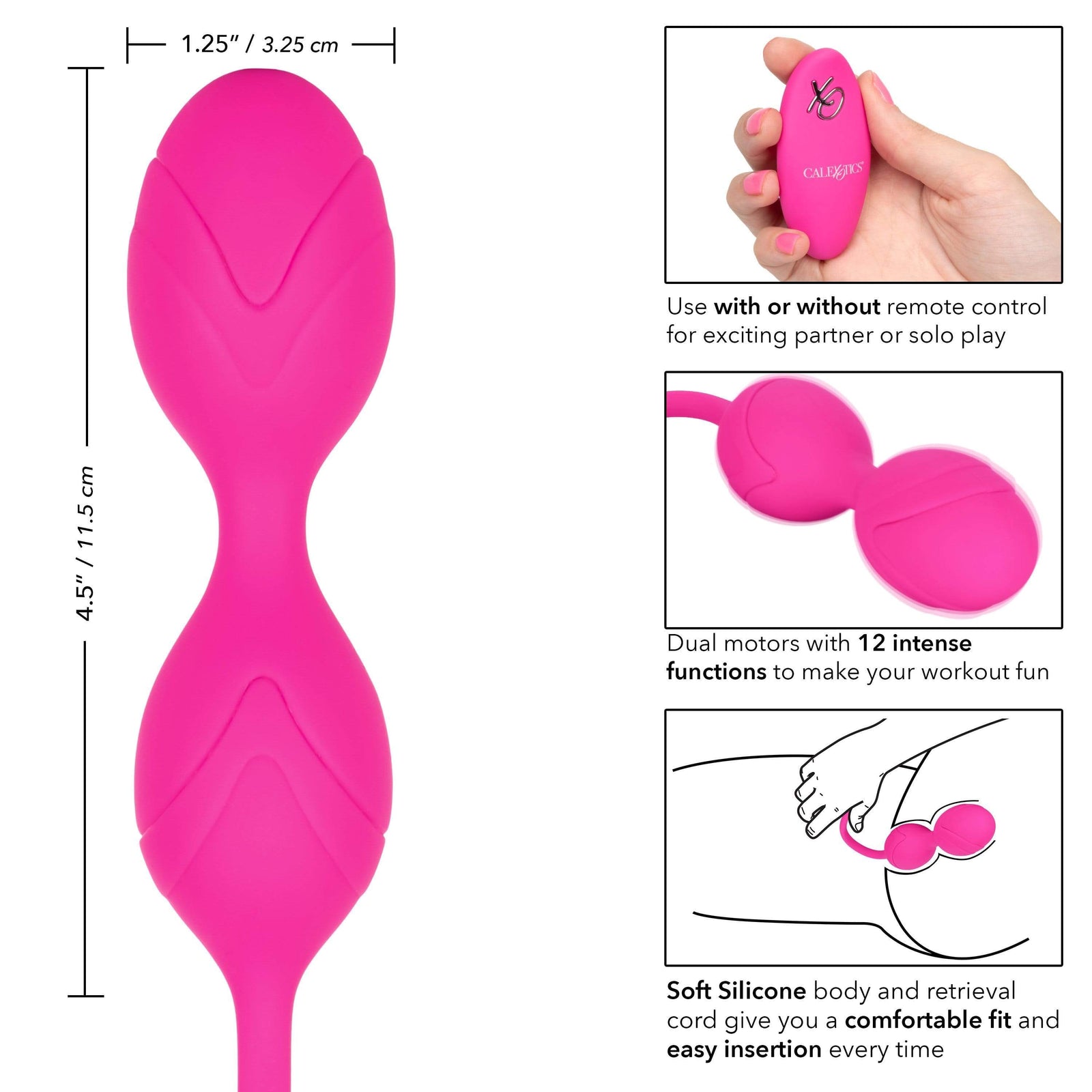 California Exotics - Remote Dual Motor Kegel System (Pink) -  Kegel Balls (Vibration) Rechargeable  Durio.sg