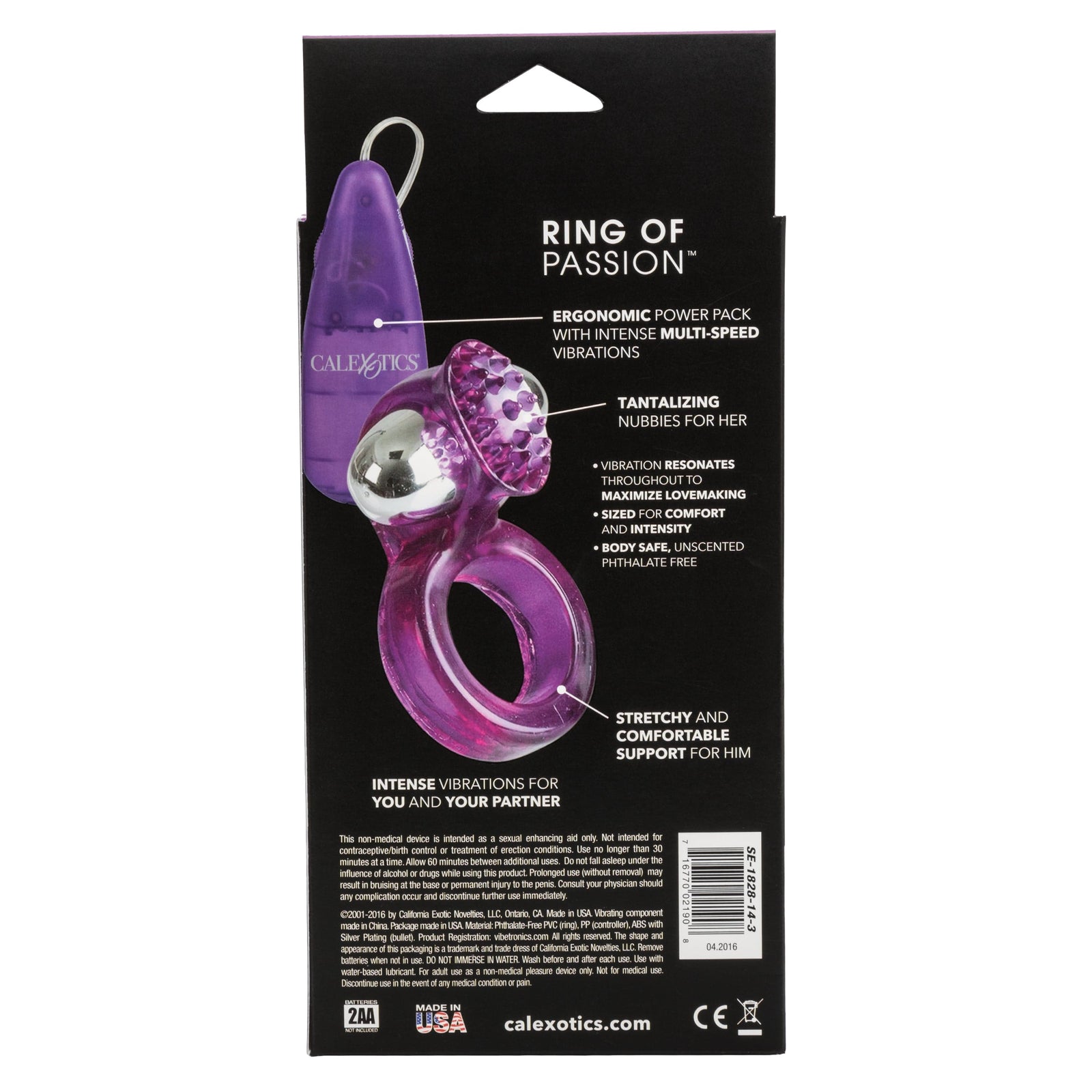 California Exotics - Ring Of Passion Remote Control Cock Ring (Purple) -  Remote Control Cock Ring (Vibration) Non Rechargeable  Durio.sg