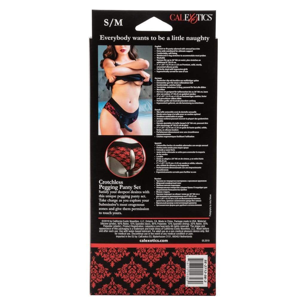 California Exotics - Scandal Crotchless Pegging Panty Set S/M (Red) -  Strap On with Non hollow Dildo for Female (Non Vibration)  Durio.sg